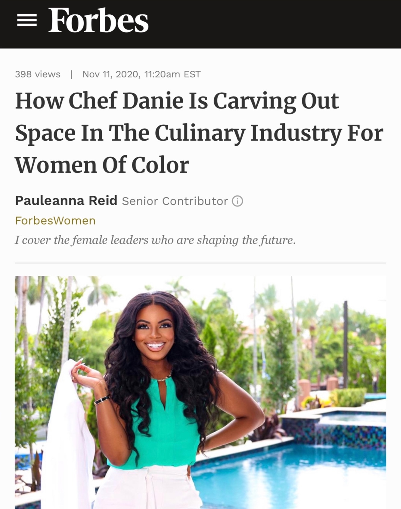 Chef Danie featured by Forbes